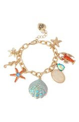 Betsey Johnson Women's Accessories Bracelets, Bangles, Anklets Betsey Johnson Sealife Charm Flex Bracelet BLUE