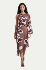 ウエアハウス レディース トップス ワンピース プチ ミディ サテン Warehouse Petite One Shoulder Satin Midi Dress Petite Floralのサムネイル
