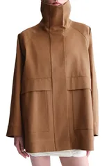 マンゴ レディース アウター ジャケット・ブルゾン スタンドネック コットン MANGOversize Funnel Neck Cotton JacketOBACCO BROWN ブラウンのサムネイル