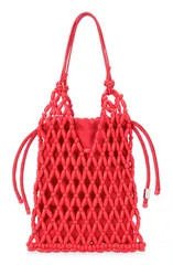 スタウド レディース バッグ STAUD Karla Wood Beaded Shoulder Bag RED ROSE レッドのサムネイル