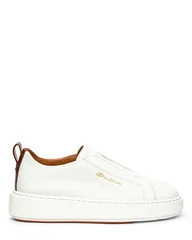 サントーニ レディース シューズ スニーカー レザー Santoni Tumbled Leather SlipOn Sneaker Women White ホワイトのサムネイル