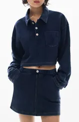 デジグアル レディース アウター パーカー・スウェット ポロシャツ コットン Desigual Cotton Cropolo Sweatshirt NAVY ネイビーのサムネイル