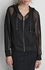 ダナ キャラン ニューヨーク レディース アウター コート パーカー DKNY Open Stitchoodie BLACK ブラックのサムネイル