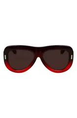 フェラガモ レディース アクセサリー サングラス・アイウェア FERRAGAMO Rivets 57mm Aviator Sunglasses GRADIENTRANSPARENT DARK REDのサムネイル