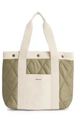 バブアー レディース バッグ Barbour Healy Mixed Media Tote BLEACHED OLIVE オリーブのサムネイル