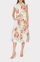 ミリー レディース トップス ワンピース ミディ Milly Jules Paris Bouquet Belted Midi Dress WHITE MULTI ホワイトのサムネイル