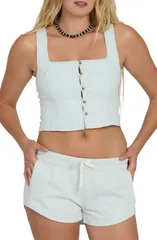 ビラボン レディース トップス シャツ ベスト コットン Billabong June Saltwashed Cotton Crop Vest CLEARWATERのサムネイル
