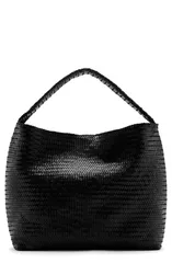 マンゴ レディース バッグ レザー MANGO Medium Braided Leather Bucket Bag BLACK ブラックのサムネイル