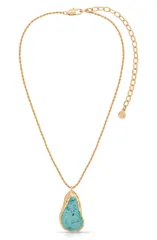 エティカ レディース アクセサリー ネックレス・チョーカー レース Ettika Hidden Stone Molten Pendant Necklace TURQUOISE ターコイズのサムネイル
