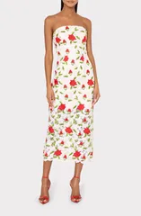 ミリー レディース トップス ワンピース ミディ ストラップレス 刺繍 Milly Kait Embroide red Strapless Midi Dress WHITE RED GREEN ホワイのサムネイル