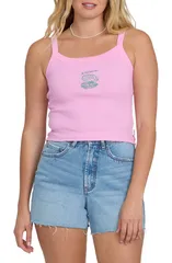 ビラボン レディース トップス シャツ リブニット グラフィック Billabong Day Trip Forever Graphic Rib Knitank PRISM PINK ピンクのサムネイル