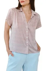ベラダール レディース トップス シャツ Bella Dahl Check Shir red Short Sleeve ButtonUp Shirt SUNWASHED CHECK チェックのサムネイル