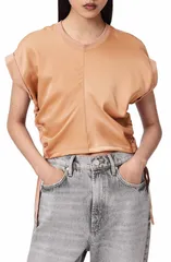 オールセインツ レディース トップス Tシャツ サテン AllSaints Mira Cinched Side Satin TShirtUSCAN PINK ピンクのサムネイル