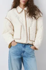 マンゴ レディース アウター コート キルティング ジャケット MANGO Quilted Jacket ECRU エクリュのサムネイル