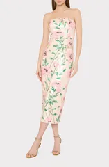 ミリー レディース トップス ワンピース フラワー柄 プリント ミディ スパンコール ストラップレス フラワー Milly Kait Floral Print Sequin Strapless Midのサムネイル