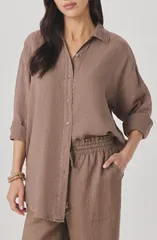 スプレンディット レディース トップス シャツ リネン Splendid Stella Linen ButtonUp Shirt WICKER BEIGE ベージュのサムネイル