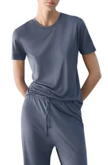 マンゴ レディース トップス Tシャツ MANGO Modal Pajama TShirt BLUE ブルーのサムネイル