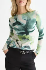 スコッチアンドソーダ レディース トップス シャツ プリント Scotch Soda Print Long Sleeve TShirt WATERCOLOURFLOWER BALSAM GREEN グのサムネイル