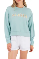 ハーレー レディース アウター パーカー・スウェット シャツ Hurley Hello Aloha Oversize Relaxed Sweatshirt CANAL BLUE ブルーのサムネイル