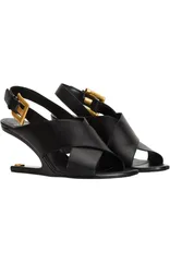バルマン レディース シューズ スニーカー サンダル レザー Balmain Anthem No Wedge smooth leather sandals Women black ブラックのサムネイル