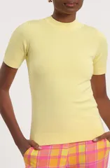 アイザック・ミズラヒ レディース アウター ニット・セーター モックネック Isaac Mizrahi New York Mock Neck Short Sleeve Sweater BUTTERのサムネイル