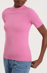 アイザック・ミズラヒ レディース アウター ニット・セーター モックネック Isaac Mizrahi New York Mock Neck Short Sleeve Sweater HOT PINKのサムネイル