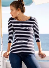 セイントジェームス レディース トップス シャツ プチ Saint James GARDECOTE III UV Fabric Breton Striped Top Petite navywhiteのサムネイル