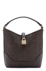 マンゴ レディース バッグ MANGO Small Raffia Bucket Bag CHOCOLATE チョコレートのサムネイル