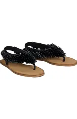 バルマン レディース シューズ スニーカー サンダル スエード Balmain Flat sandals in suede and beads Women black ブラックのサムネイル