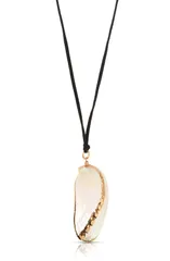 エティカ レディース アクセサリー ネックレス・チョーカー スエード レース Ettika Shell Pendant Faux Suede Cord Necklace BLACK IVORY アイボのサムネイル