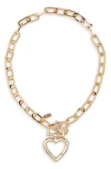 ケネスジェイレーン レディース アクセサリー ネックレス・チョーカー レース Kenneth Jay Lane Heart Pendant Paper Clip Chainecklace GOLD ゴのサムネイル