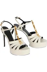 バルマン レディース シューズ スニーカー プラットフォーム サンダル レザー Balmain Sync platform sandals in smooth leather Women whiteのサムネイル