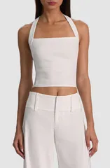 アリス アンド オリビア レディース トップス シャツ ホルター Alice Olivia Fiona Crop Halter Top OFF WHITE オフホワイトのサムネイル