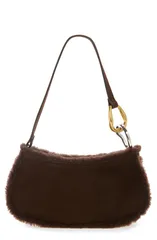 スタウド レディース バッグ スエード STAUD Ollie Suede Shoulder Bag with Faux Shearling Trim ESPRESSOのサムネイル