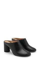マンゴ レディース シューズ サンダル レザー MANGO Leather Clog Women BLACK ブラックのサムネイル
