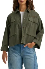 リー レディース アウター ジャケット・ブルゾン シャツ Lee Utility Overshirt OAK MOSSのサムネイル
