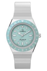タイメックス レディース アクセサリー 腕時計 ミニ Tシャツ Q Timex Mini 30mm Stainlessteel Expansion Band Watch ICE BLUE SILVER