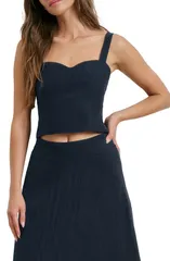 フェイバリット ドーター レディース トップス シャツ リネン Favorite Daughter There For You Linen Crop Top NAVY ネイビーのサムネイル