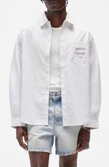 リプレゼント メンズ トップス シャツ コットン グラフィック Represent Pinstripe Graphicotton ButtonUp Shirt FLAT WHITE ホワイト