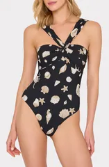 ミリー レディース トップス ワンピース Milly Betsy Seashell Convertible OnePiece Swimsuit BLACK WHITE ホワイトのサムネイル