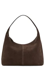 マンゴ レディース バッグ スエード MANGO Stitched Suede Shoulder Bag BROWN ブラウンのサムネイル