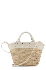 マンゴ レディース バッグ MANGO Studded Raffia Bucket Bag OFF WHITE オフホワイトのサムネイル