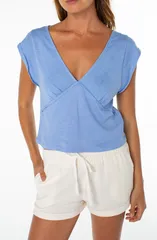 ロキシー レディース トップス シャツ キャップ Roxy Sea Drift Cap Sleeve Top CORNFLOWERのサムネイル
