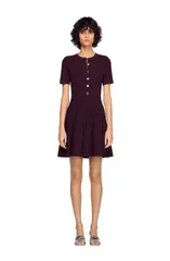 サンドロ レディース トップス ワンピース フラワー柄 プリント ニット フラワー SANDRO Floral print knit short dress Brown ブラウンのサムネイル