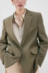 マンゴ レディース アウター ジャケット・ブルゾン ブレザー MANGO Americana Lisa OneButton Blazer GREEN グリーンのサムネイル