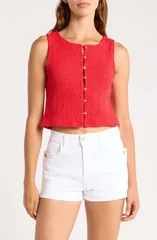 ビラボン レディース トップス シャツ ノースリーブ Billabong Kelsey ButtonUp Sleeveless Top FIESTA RED レッドのサムネイル