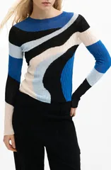 デジグアル レディース アウター パーカー・スウェット プリント セーター コットン Desigual Print Cotton Blend Sweater BLUE ブルーのサムネイル