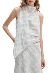 ラグアンドボーン レディース トップス シャツ スタンドネック ノースリーブ rag bone Adela Funnel Neck Sleeveless Top WHITE PLAID ホワイトのサムネイル