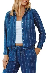 ベラダール レディース トップス シャツ Bella Dahl Indigo Stripe Crop Tencel ButtonUp Shirt INDIGO STRIPE インディゴのサムネイル