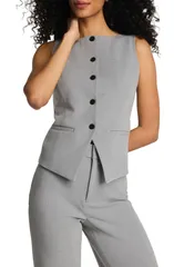 スパンク レディース トップス シャツ ベスト SPANX ButtonUp Vest HEATHER GREY グレーのサムネイル